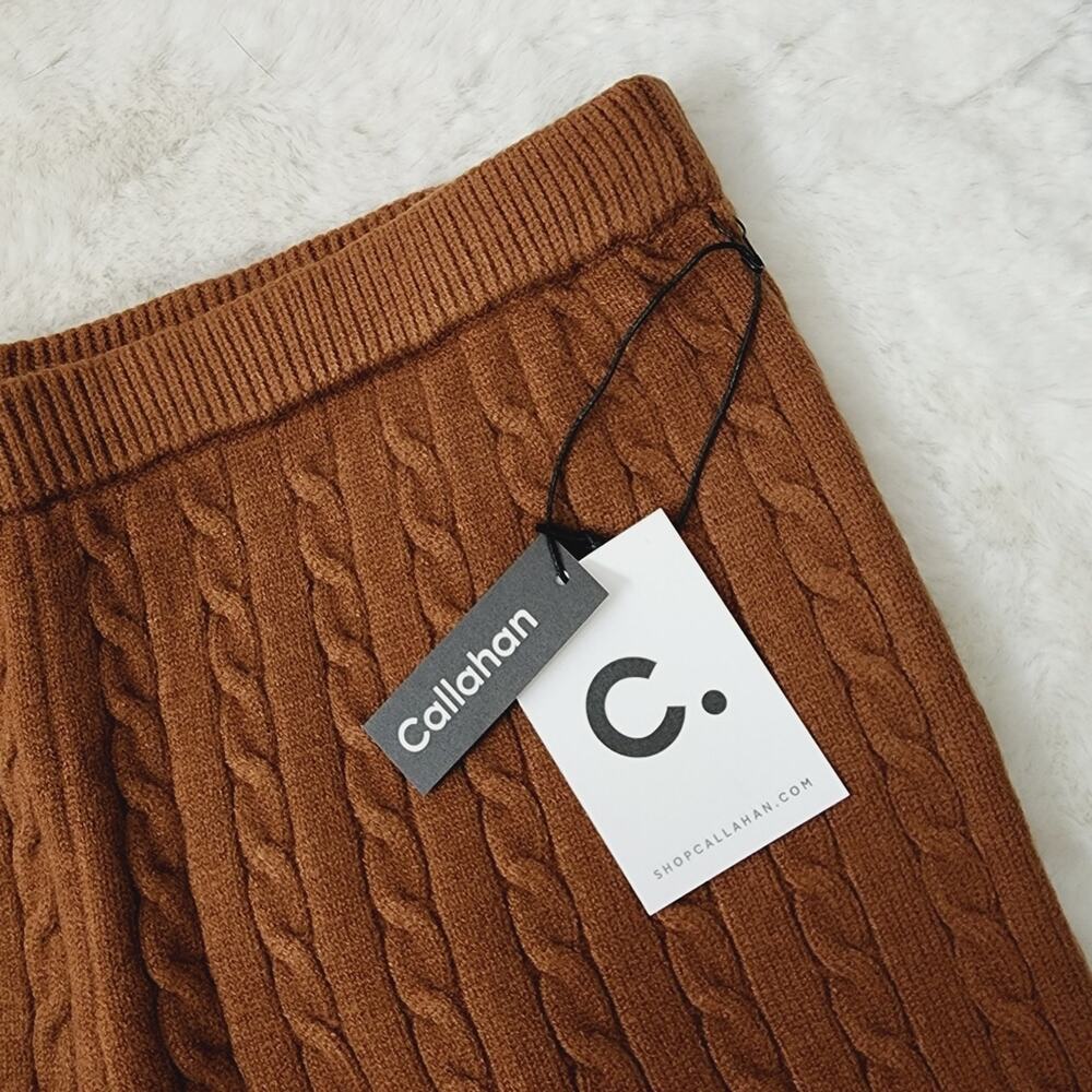 NWT Callahan Revolve Winona Cable Knit Sweater Shorts Root Beer Brown L - Picture 5 of 9